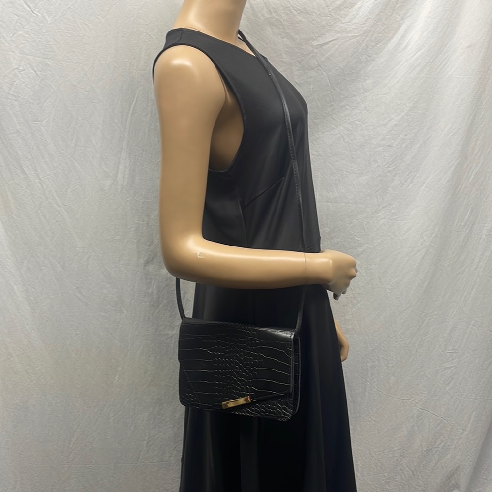 Black Faux Croc Crossbody Bag NWOT